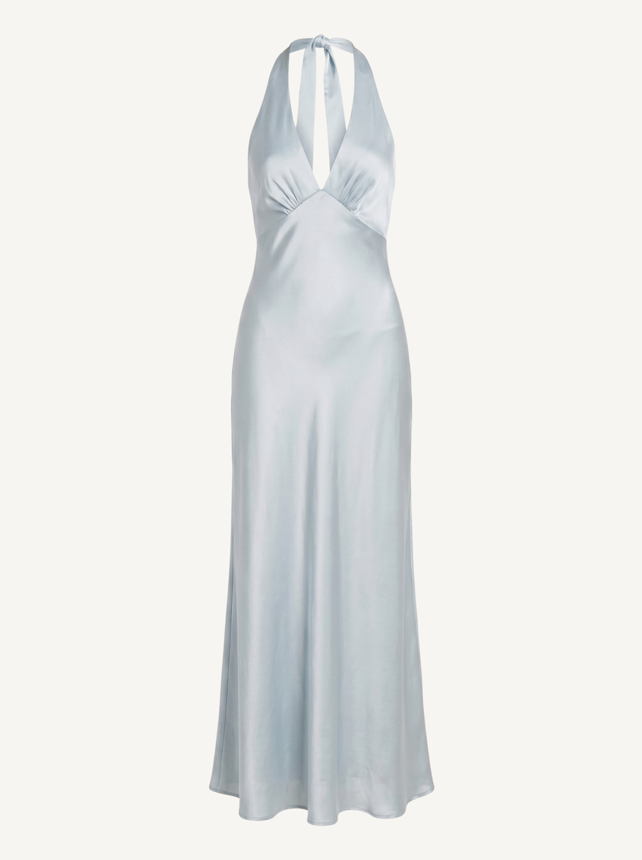 Essie Shimmer Halter Neck Open Back Maxi Dress
