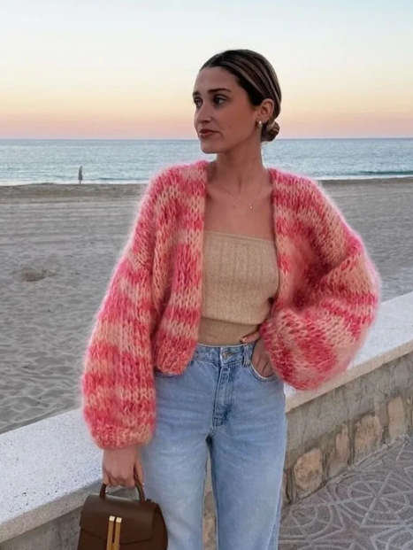 Marisol Striped Open Front Jacket