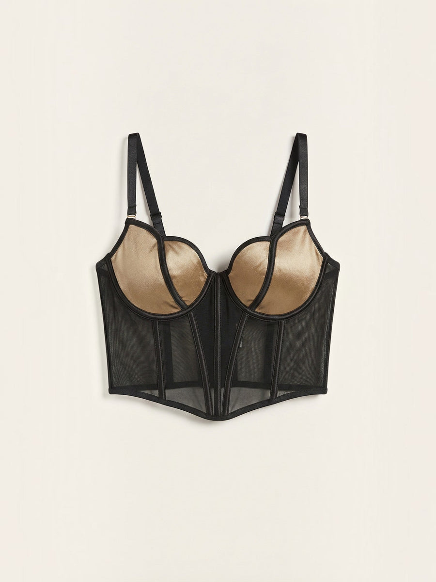Penelope Mesh Panel Corset Crop Top