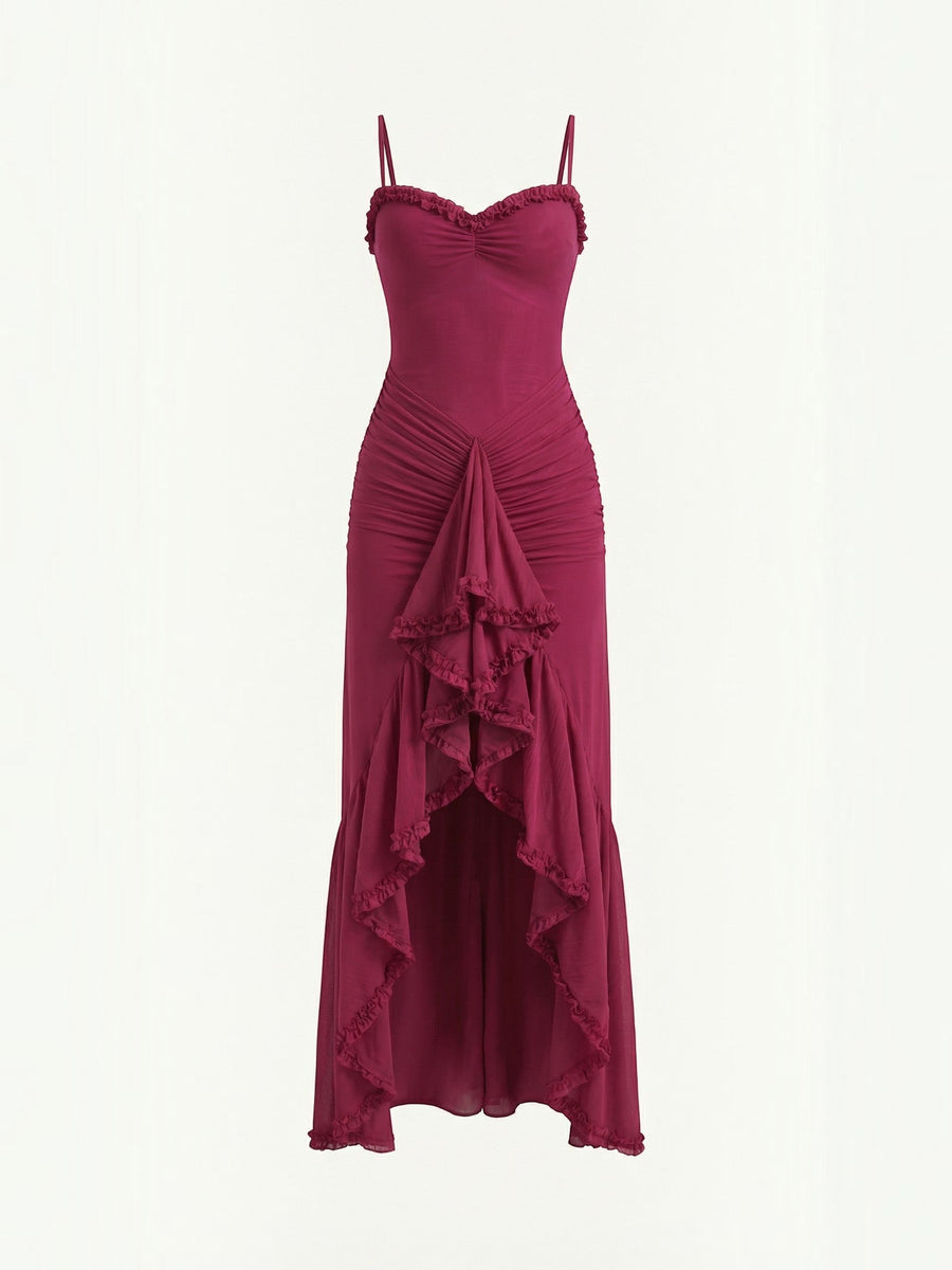 Wisteria Ruffle High Low Maxi Dress