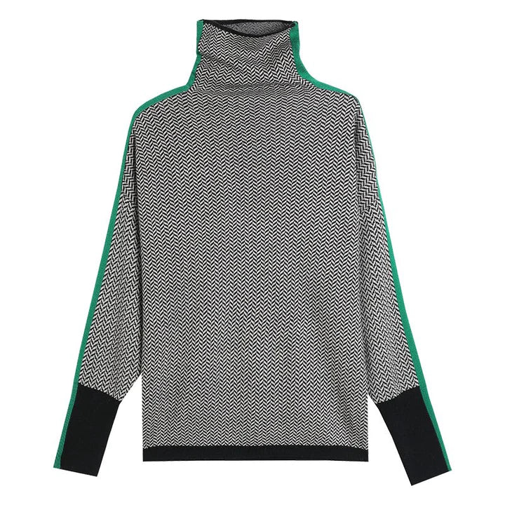 Marlotte Zigzag Pattern Turtleneck Sweater