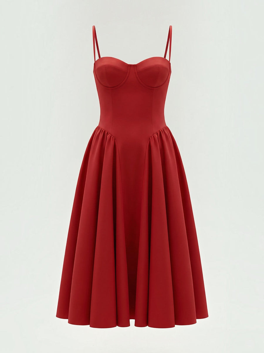Odette Corset Style Strappy Midi Dress
