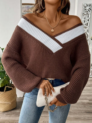 Raquel - Autumn knitted jumper - Drop-shoulder style