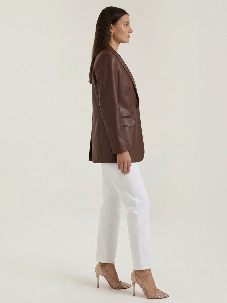 Catherine Faux Leather Oversized Blazer