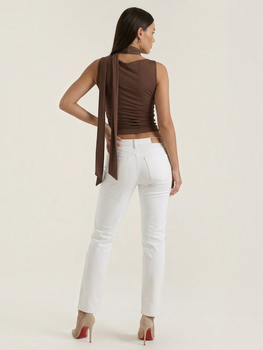 Jean Cowl Neck Halter Top