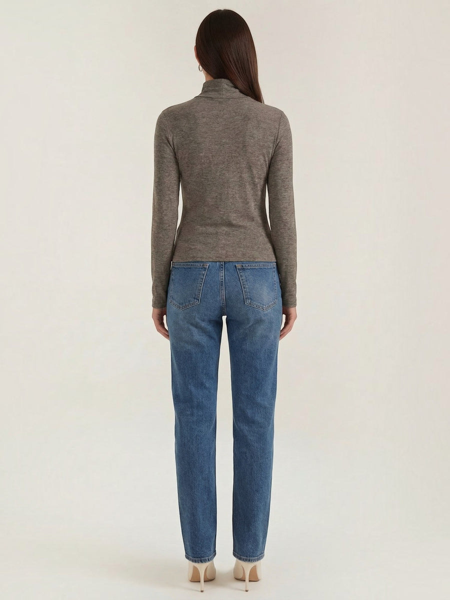 Barbara Cut Out Stand Collar Long Sleeve Top
