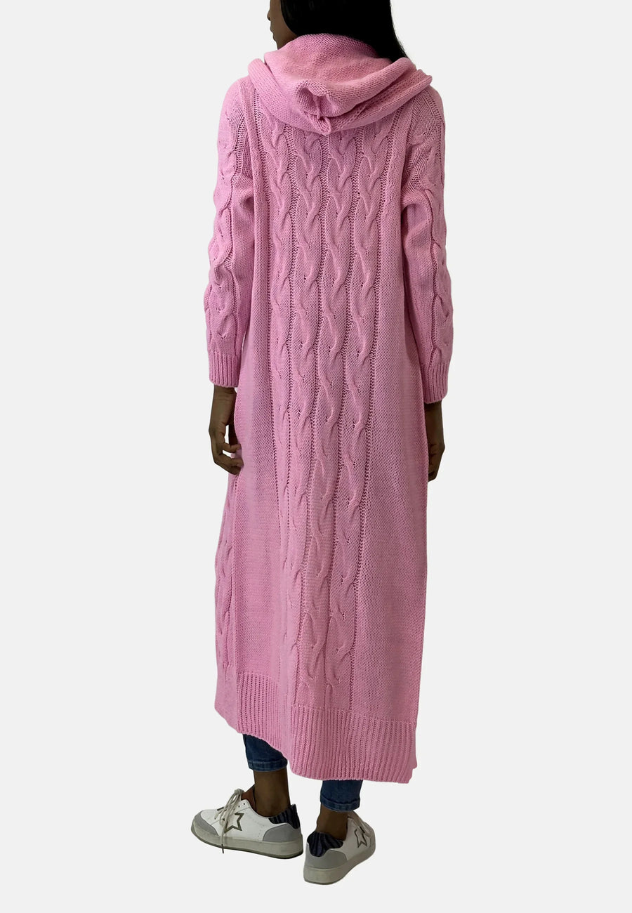 Nynke Long Hooded Knit Cardigan
