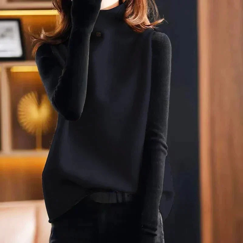 Maggie Turtleneck Sweater Vest with Asymmetric Hem