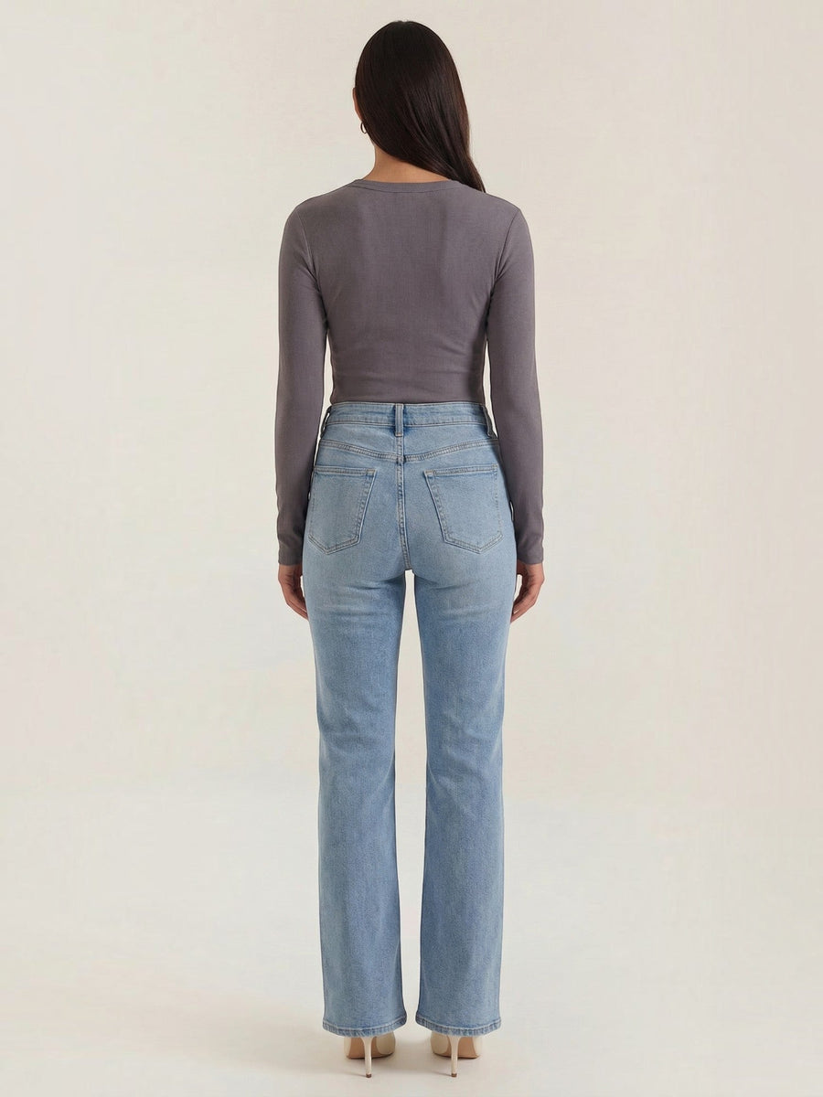 Freya Ribbed Round Neck Long Sleeve Top