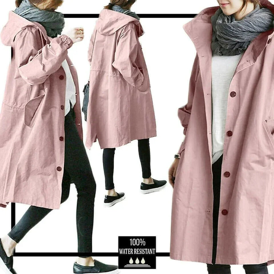 Benedetta Oversized Hooded Windbreaker Rain Jacket
