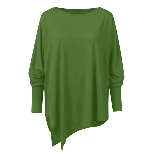 Maeva Asymmetric Hem Oversized Boat Neck Sweater