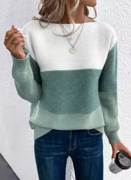 Caterina Pastel Color Block Crew Neck Sweater