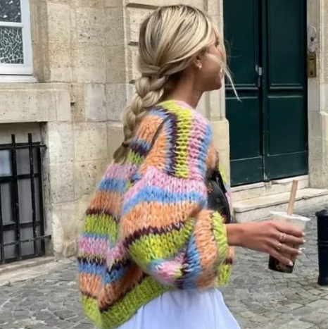 Marisol Striped Open Front Jacket