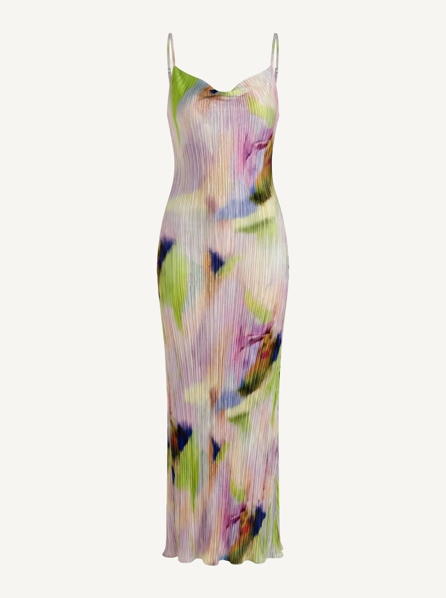 Henrietta Pleated Spaghetti Strap Maxi Dress
