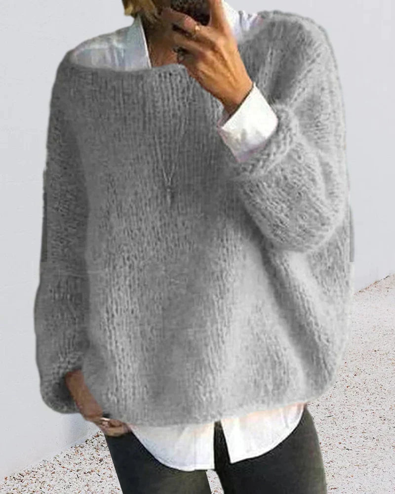 Paola Fluffy Off Shoulder Oversized Sweater