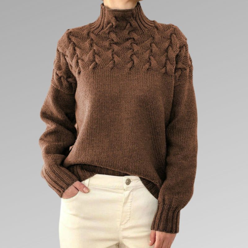 Fenella Cable Knit Mock Neck Sweater