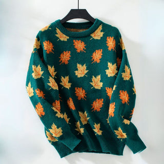 Willow - Knitted jumper - Autumn leaves pattern