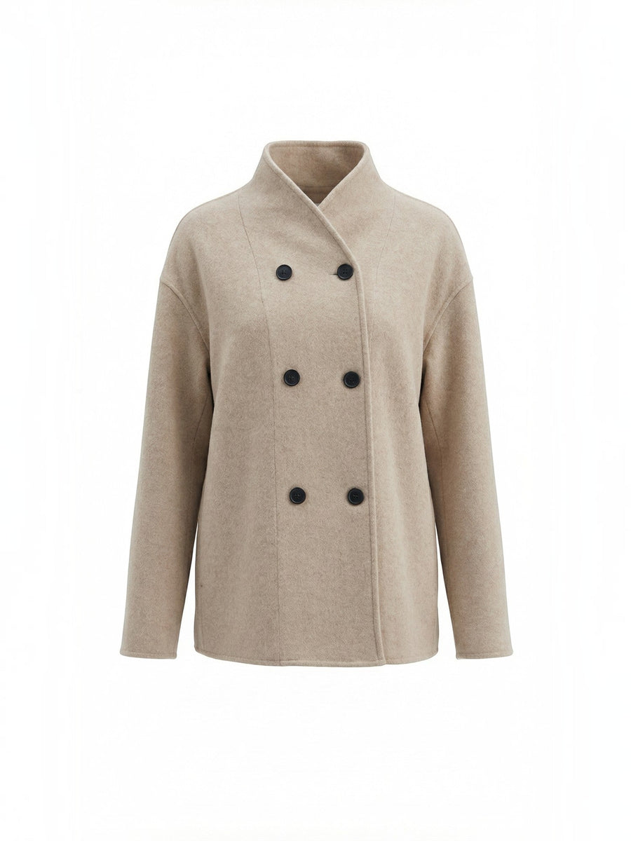 Pamela Stand Collar Double Breasted Short Jacket