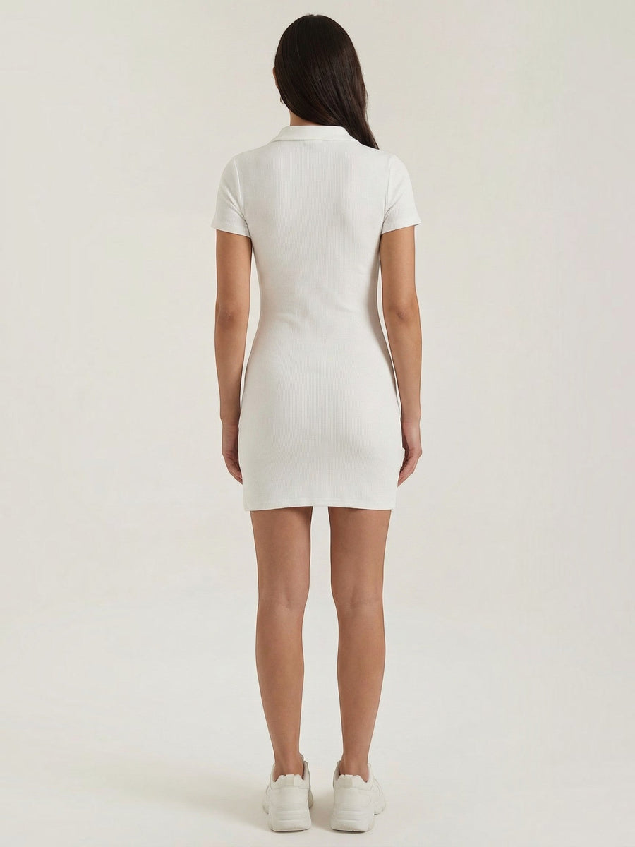 Zara Ribbed Knit Polo Mini Dress