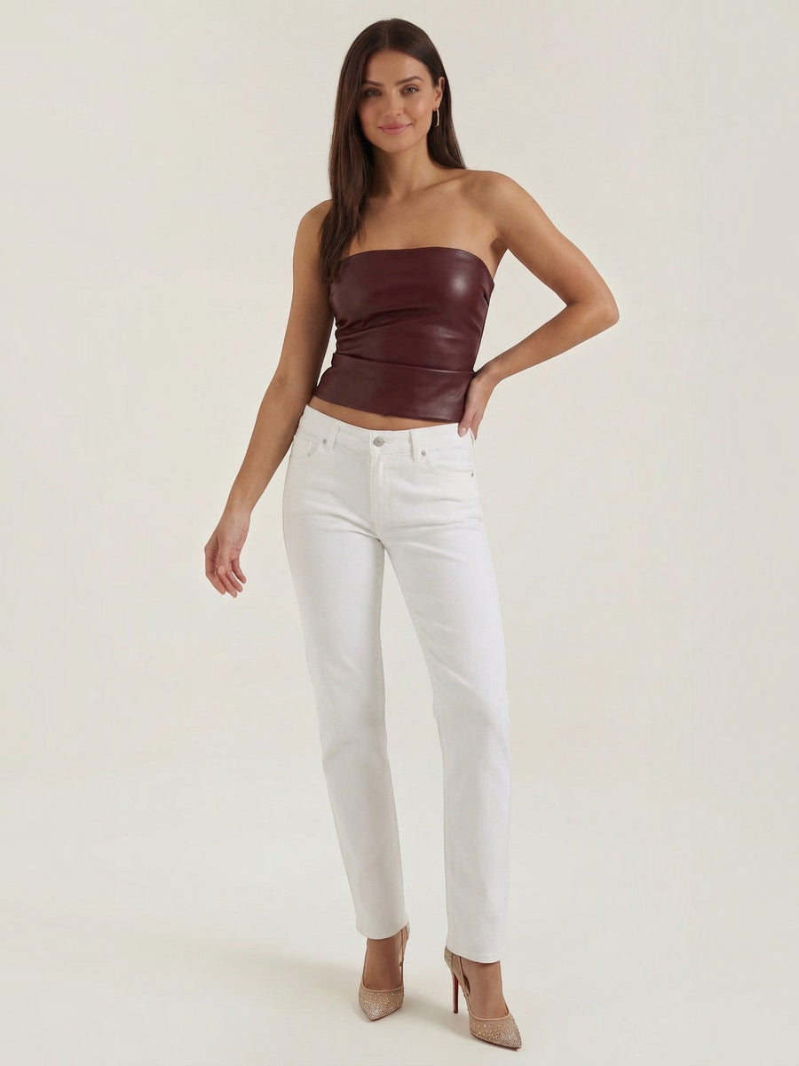Cassie Faux Leather Corset Style Bandeau Top