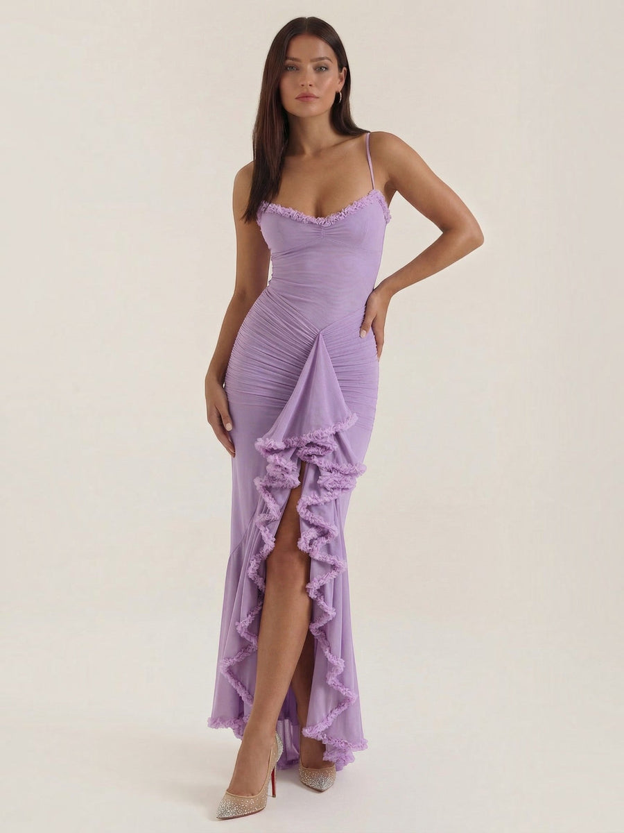 Wisteria Ruffle High Low Maxi Dress