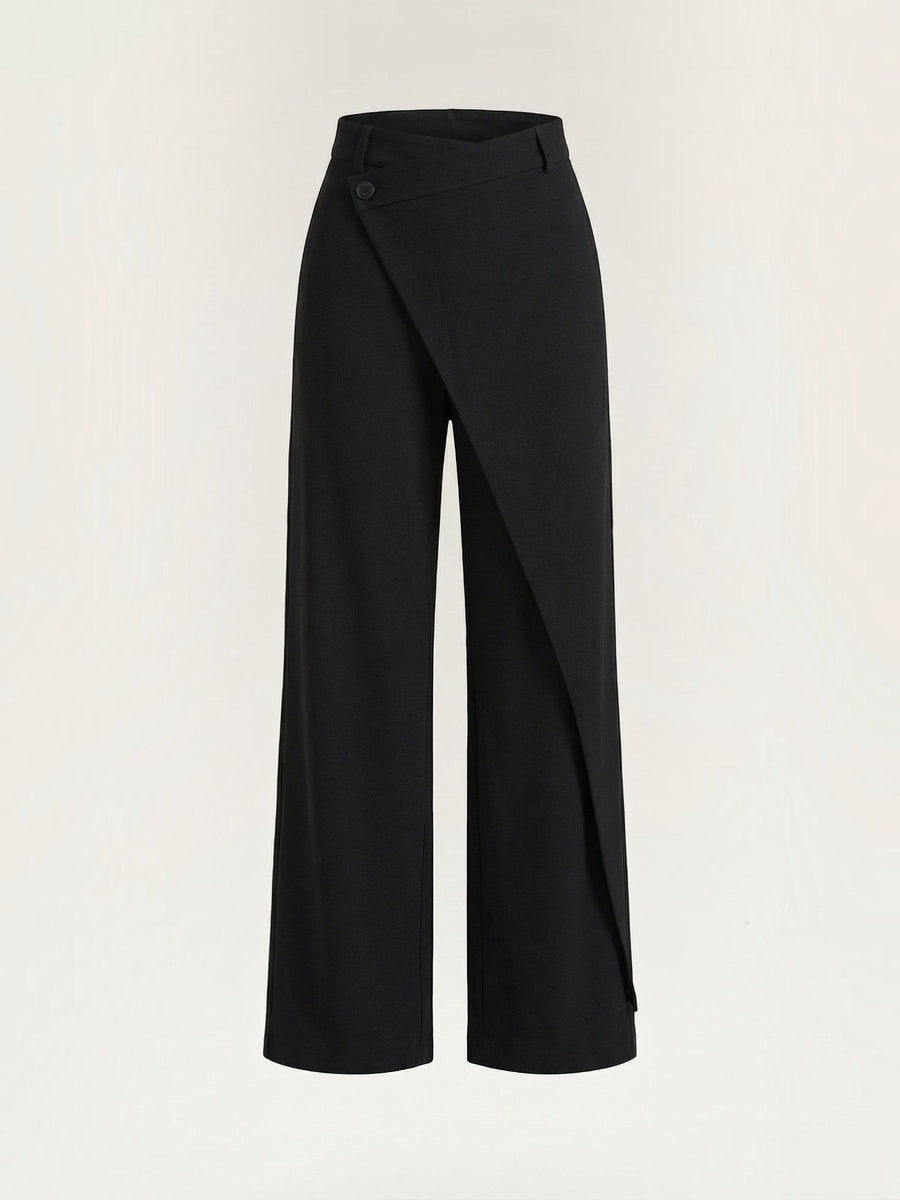 Jean High Waisted Asymmetric Wide Leg Pants