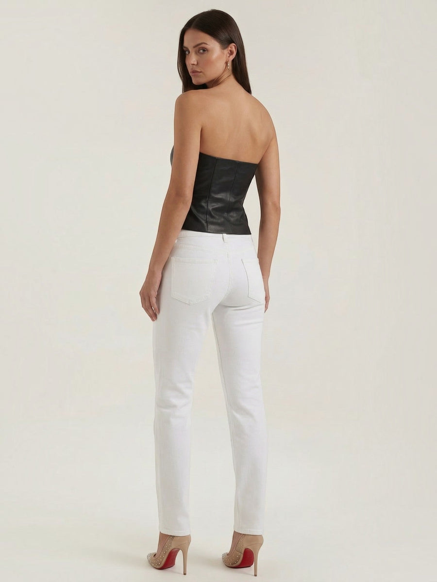 Cassie Faux Leather Corset Style Bandeau Top