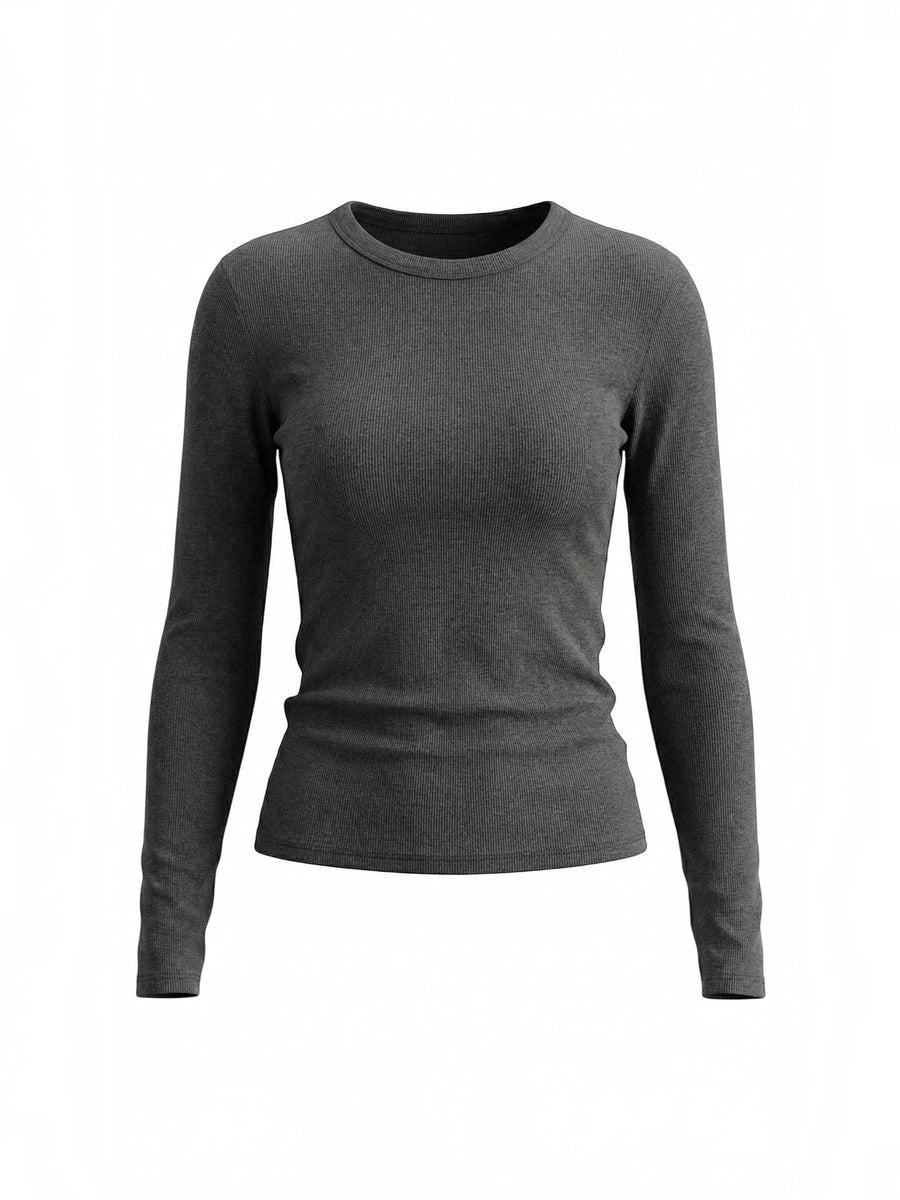Freya Ribbed Round Neck Long Sleeve Top