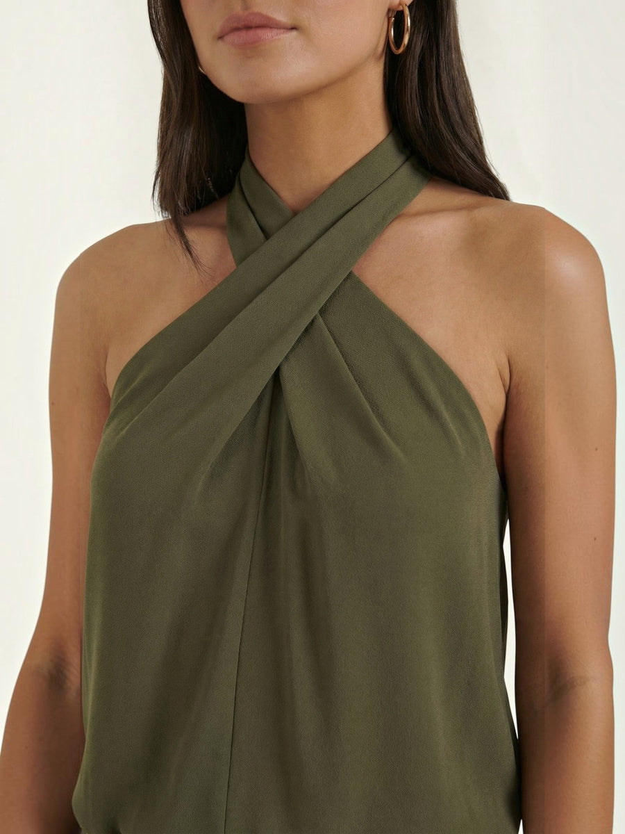 Gina Cross Halter Neck Fitted Top