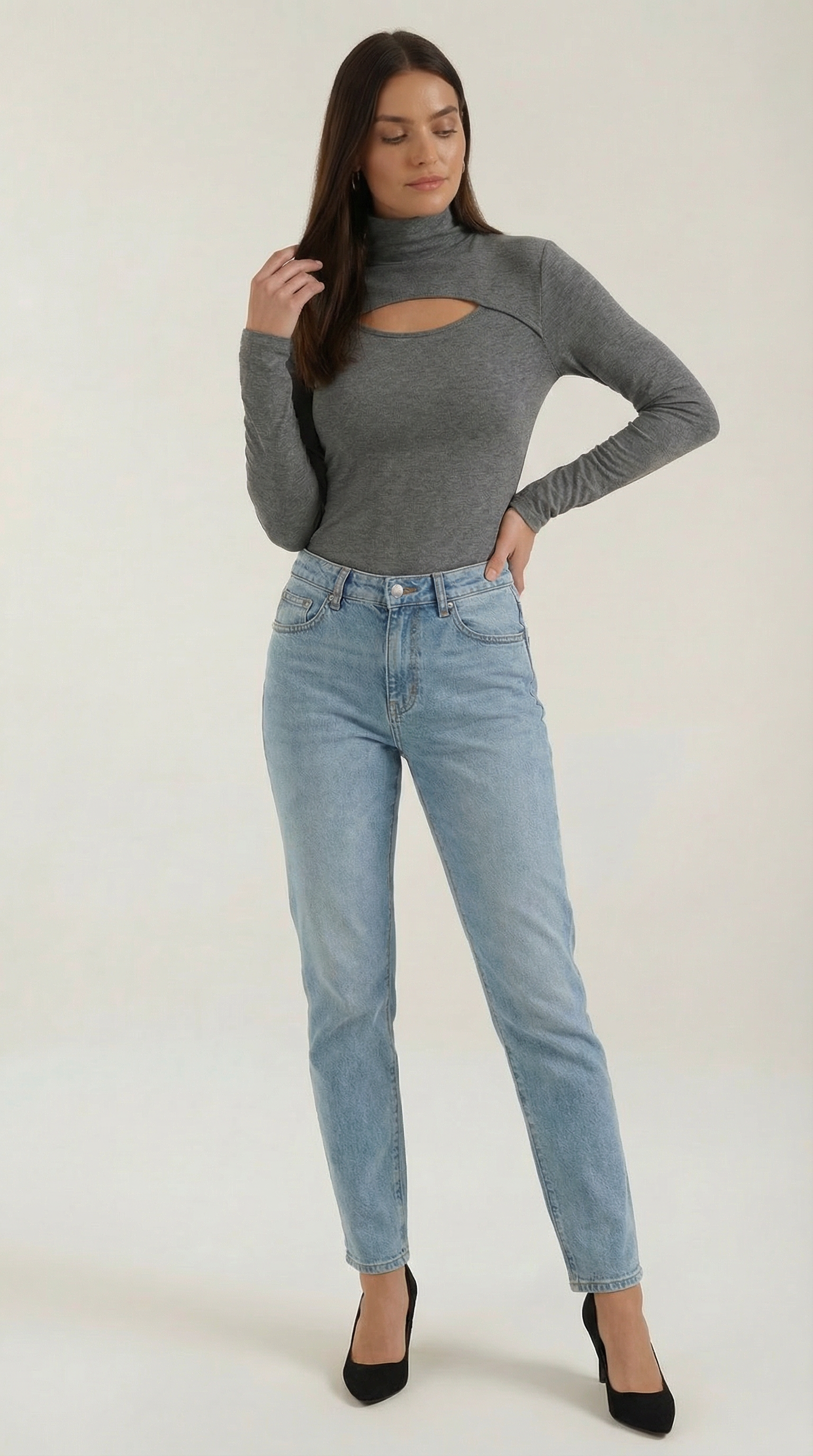 Barbara Chic Cutout Long-Sleeve Knit Top