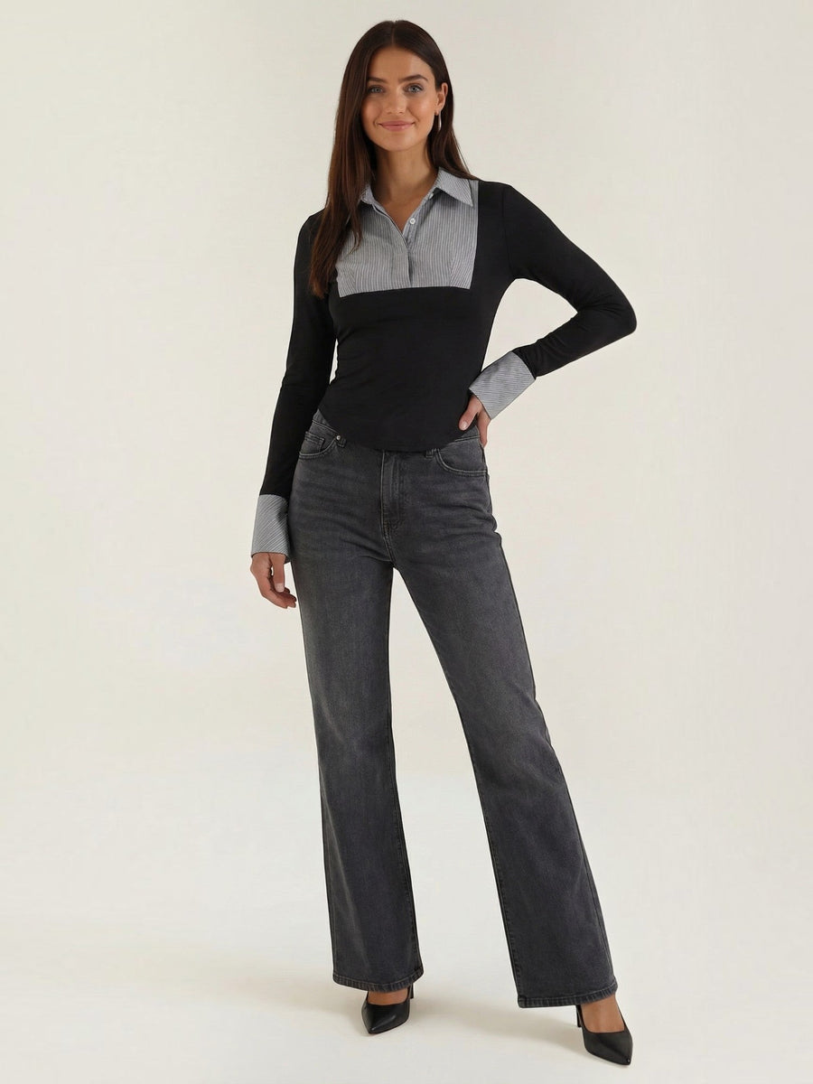 Kalliope Layered Look Long Sleeve Top