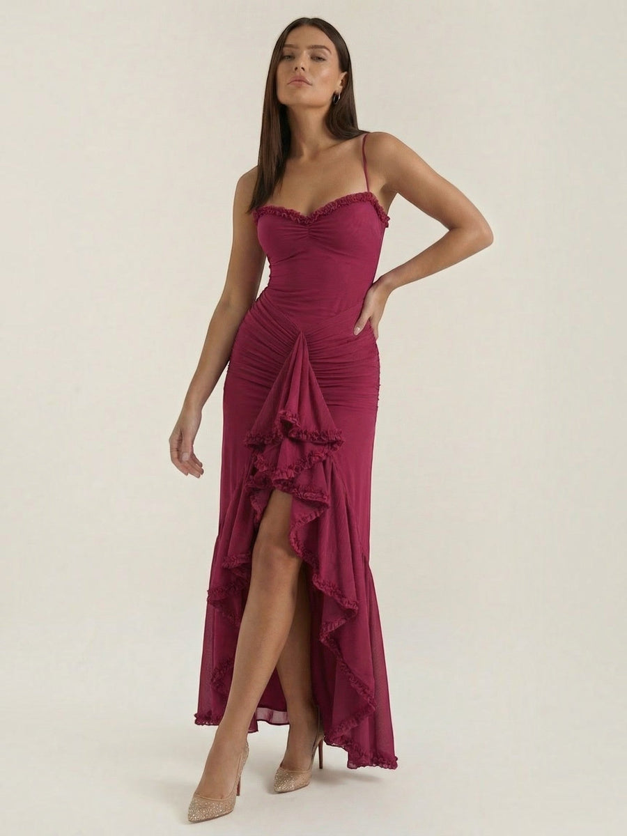 Wisteria Ruffle High Low Maxi Dress