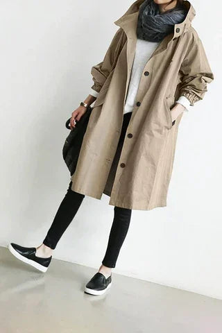 Benedetta Oversized Hooded Windbreaker Rain Jacket