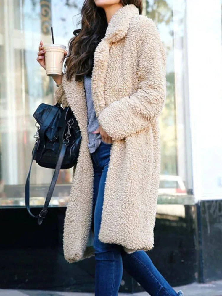Tallulah Long Sherpa Coat with Hidden Pockets