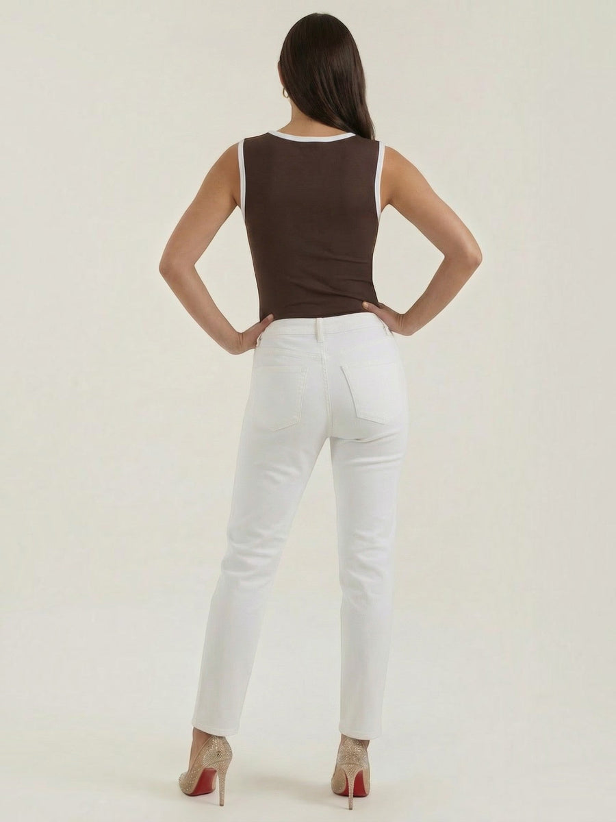 Hilary Contrast Trim Square Neck Crop Top