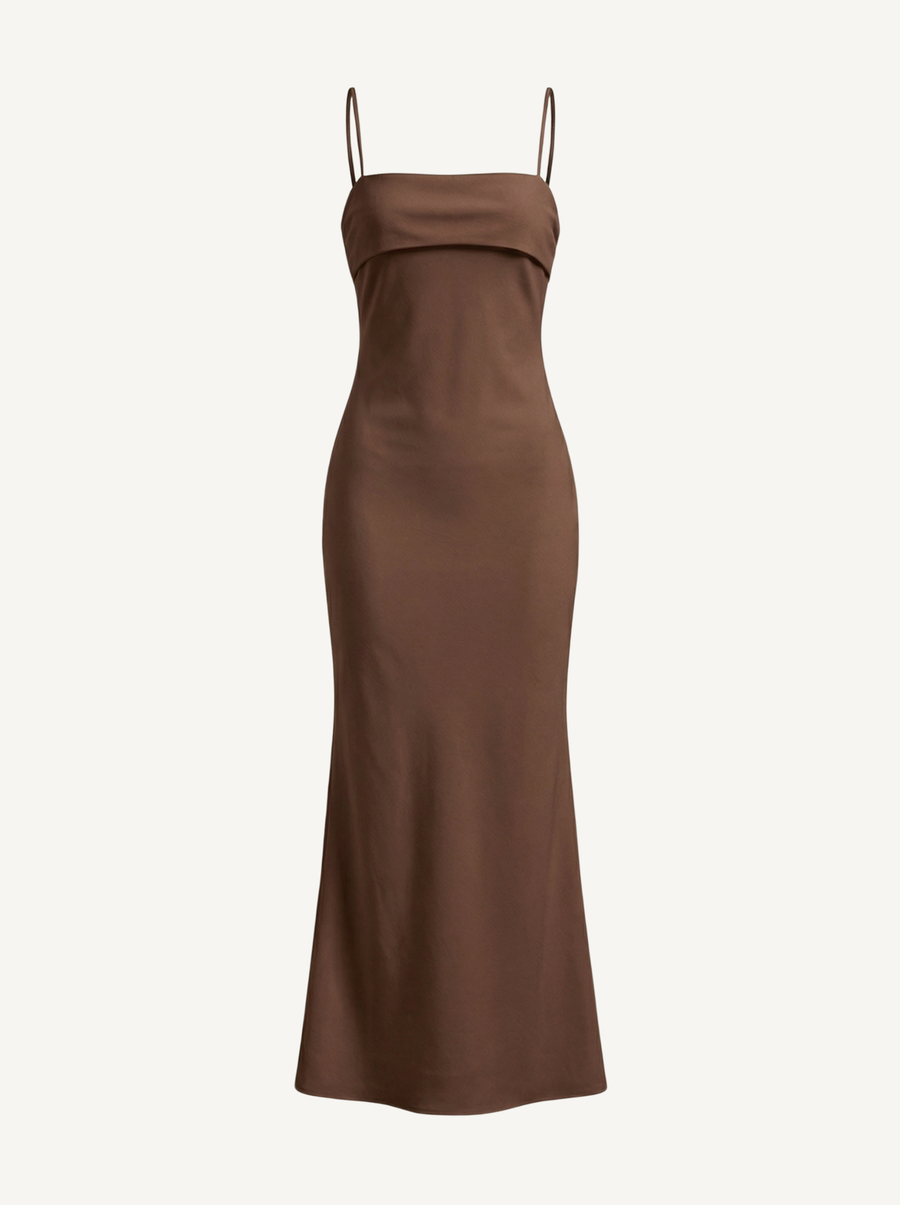 Dale Folded Straight Neck Slip Maxi Dress