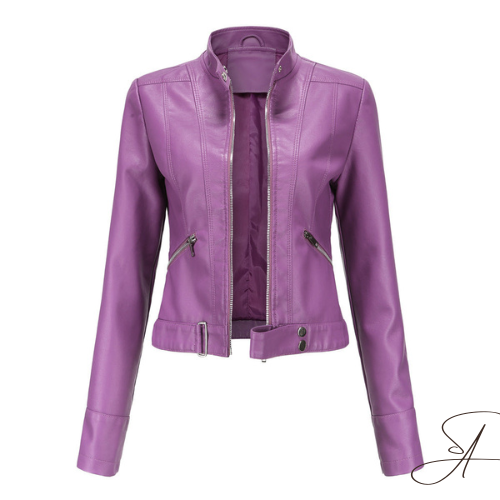 Fatima Cropped Faux Leather Moto Jacket