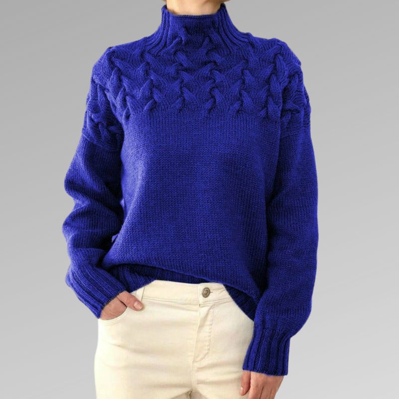 Fenella Cable Knit Mock Neck Sweater