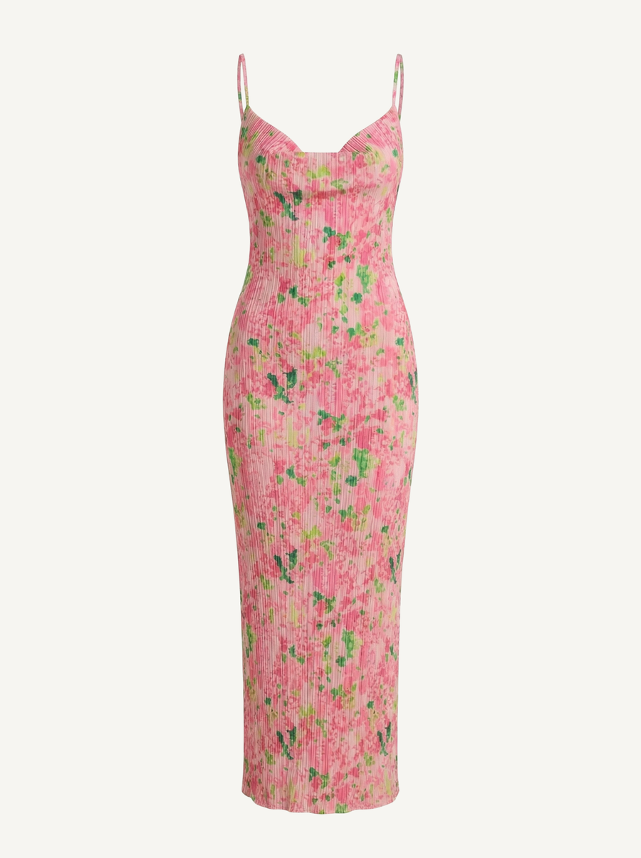 Henrietta Pleated Spaghetti Strap Maxi Dress