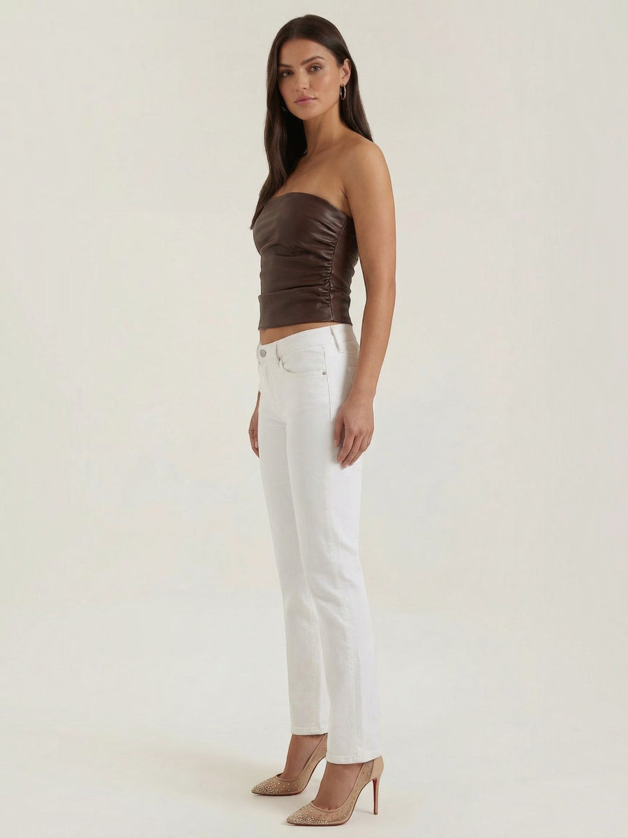 Cassie Faux Leather Corset Style Bandeau Top