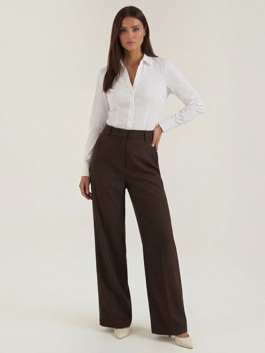 Hazel High Waisted Wide Leg Pants with Crease