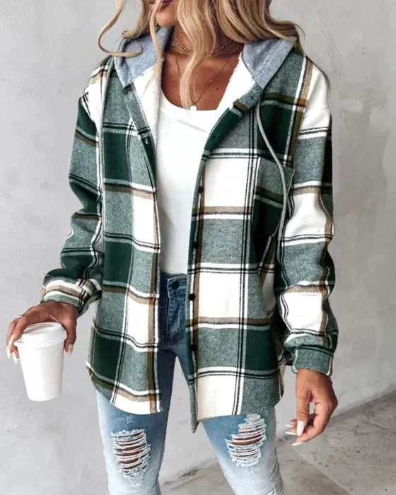 Delfina Plaid Hooded Jacket