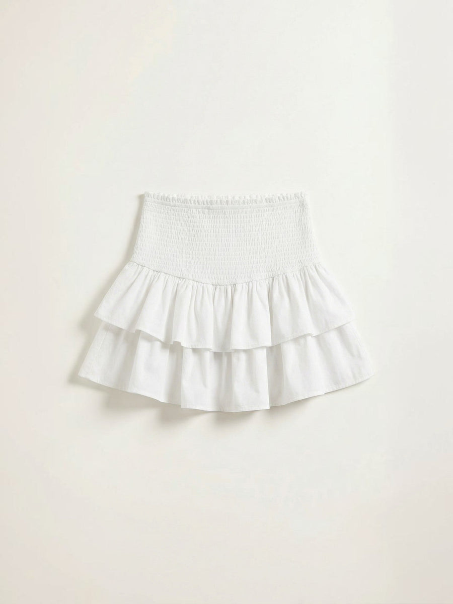 Grace Smocked Waist Tiered Ruffle Mini Skirt