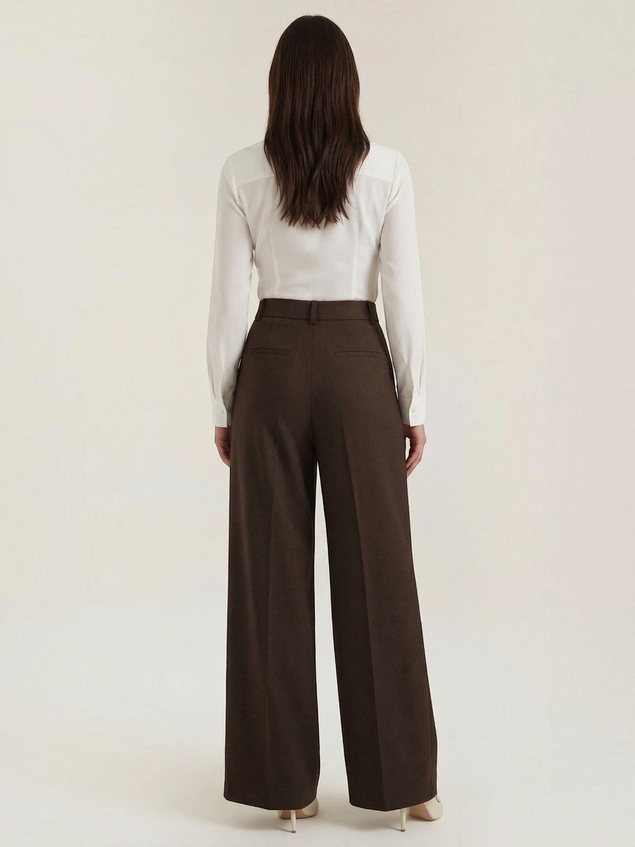 Hazel High Waisted Wide Leg Pants with Crease
