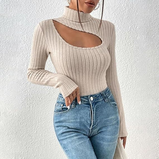 Ofelia - Ribbed turtleneck jumper - Hollow chest style