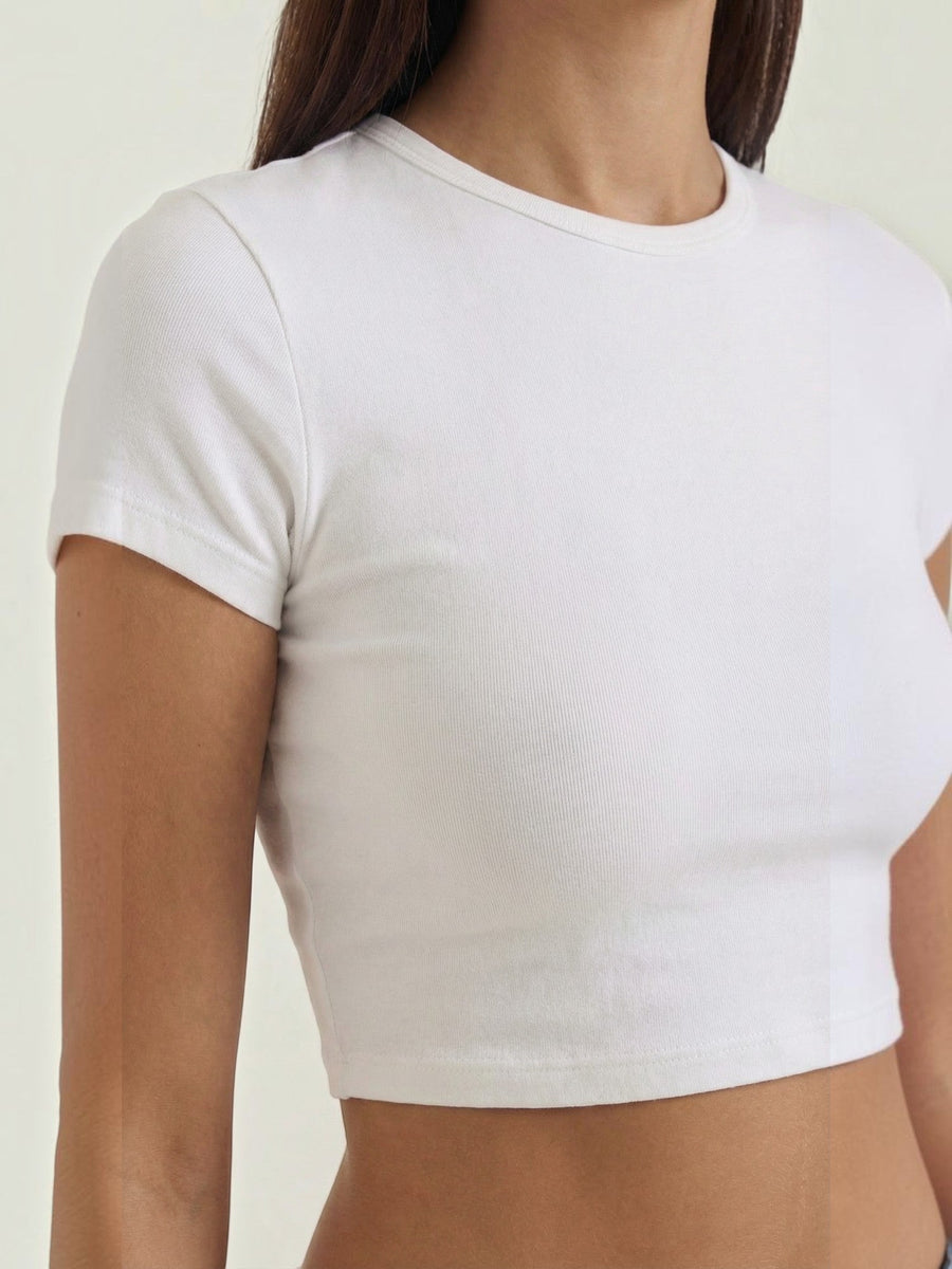 Calypso Round Neck Fitted Crop Top