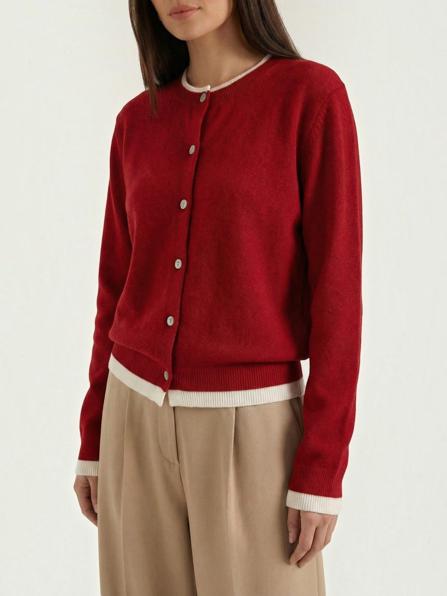 Wynona Contrast Stripe Wool Blend Cardigan