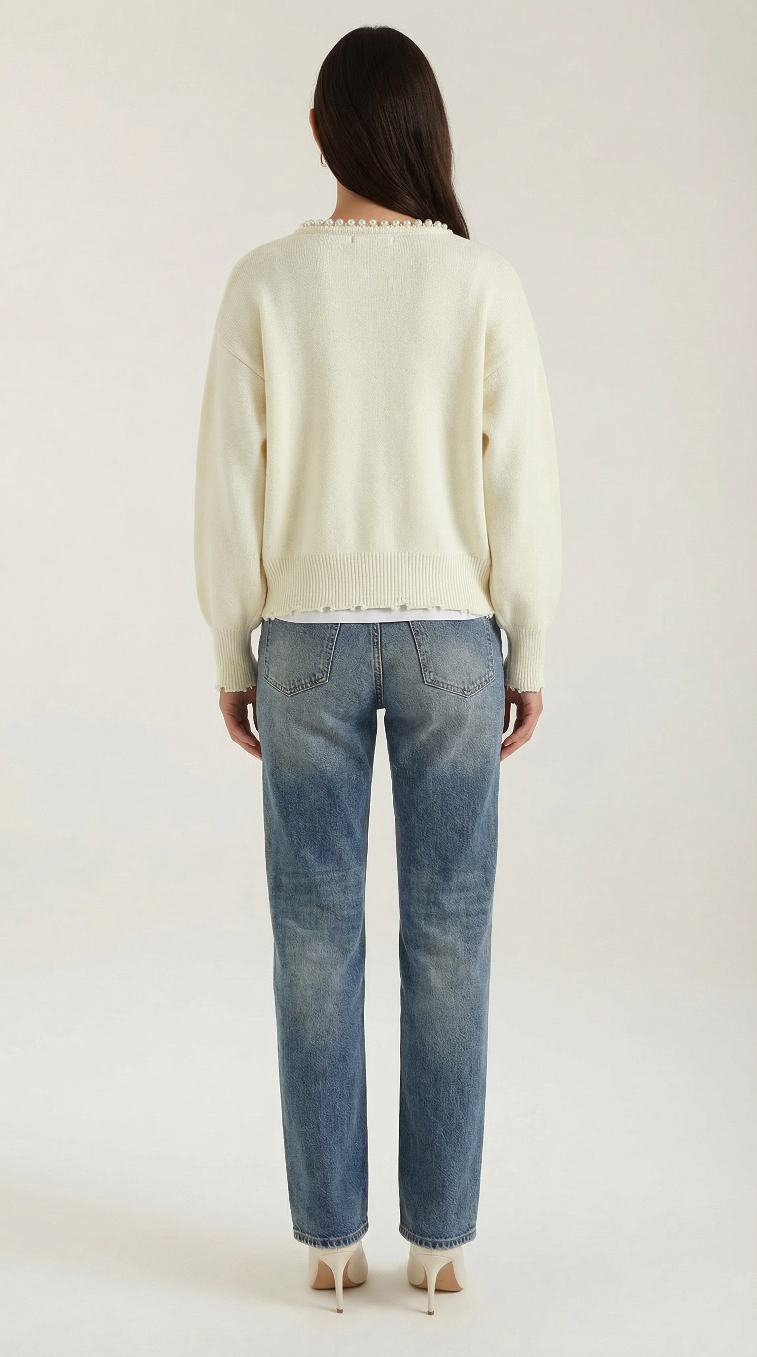 Caroline Pearl Trim Knit Cardigan