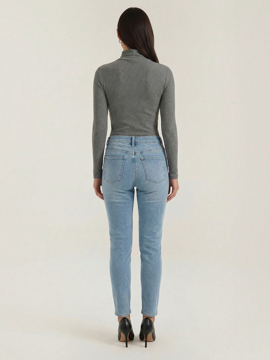Barbara Cut Out Stand Collar Long Sleeve Top