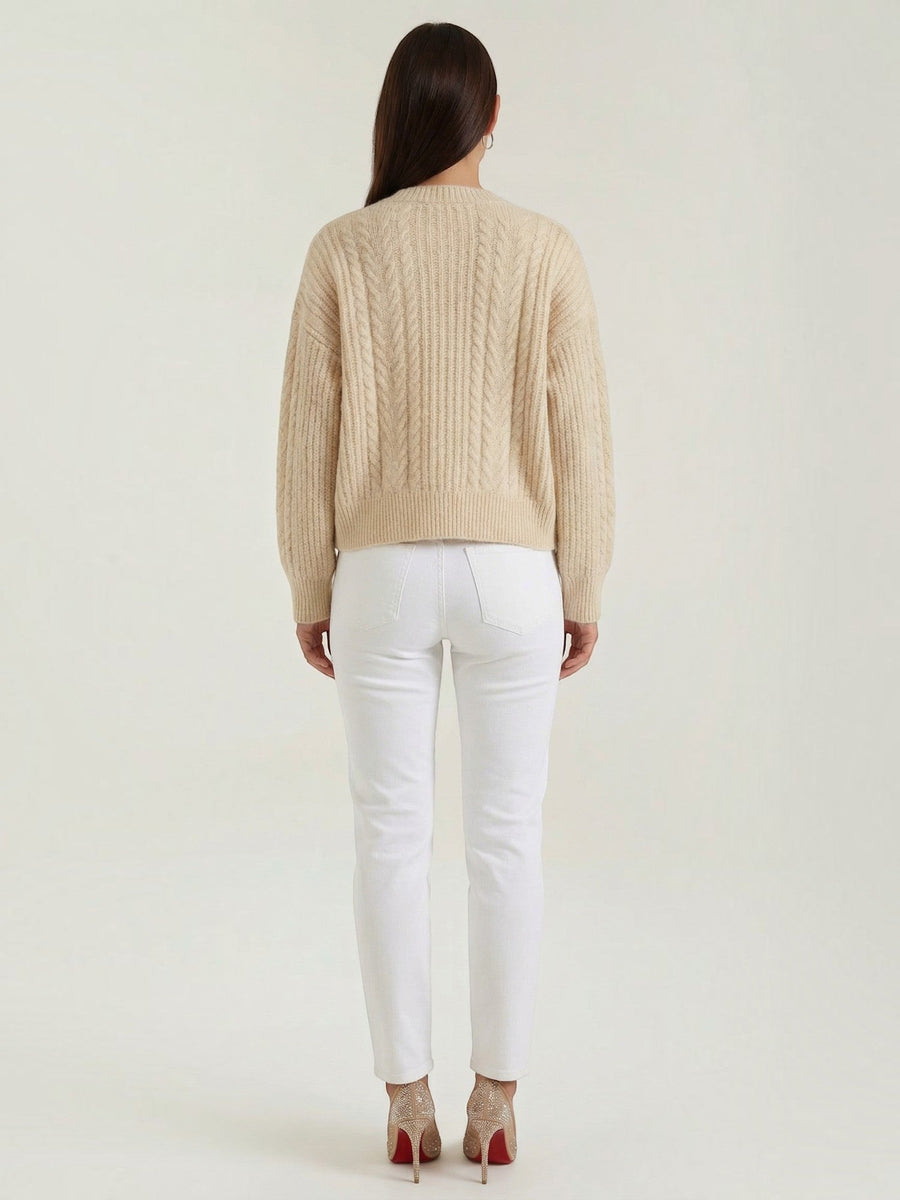 Janet Cable Knit Wooden Button Cardigan